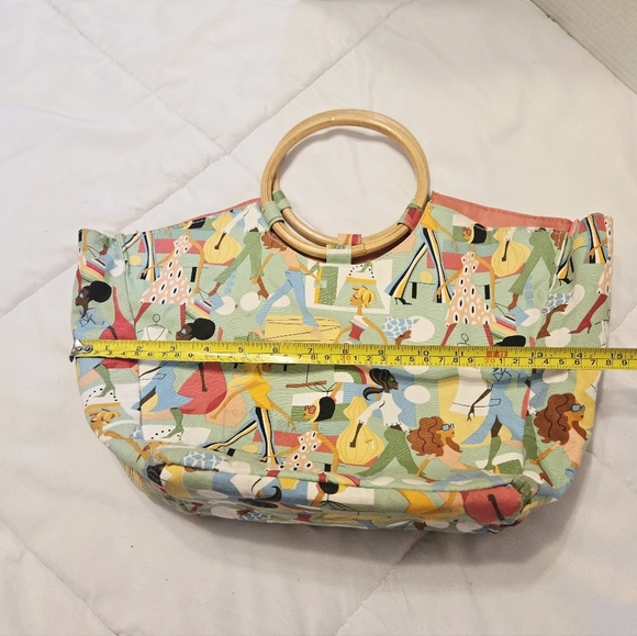 Vintage Neiman Marcus Retired Fashion Diva Pattern Purse Bamboo Handles Retro - Picture 4 of 13